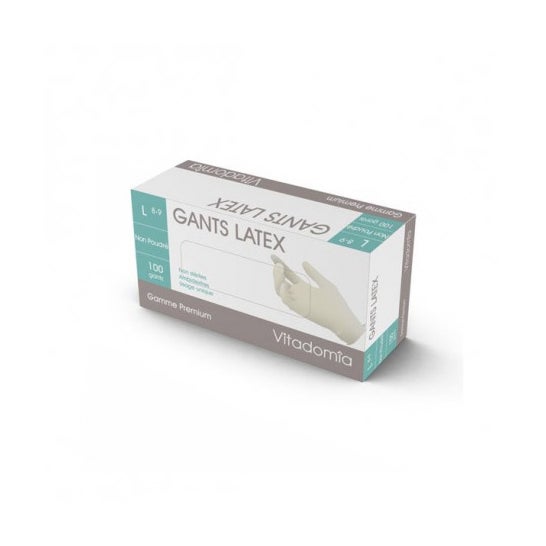 Vitadomia Guantes de Látex Sin Polvo M 7/8 100uds