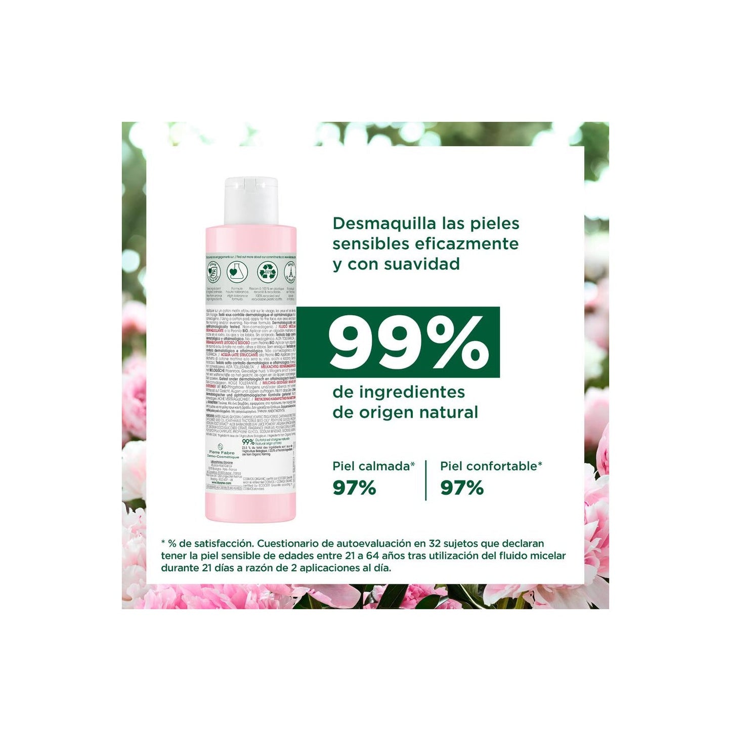 Klorane Fluido Micelar Desmaquillante a la Peonía BIO 200ml