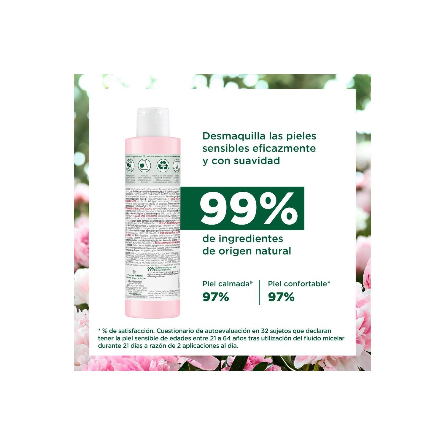 Klorane Fluido Micelar Desmaquillante a la Peonía BIO 200ml