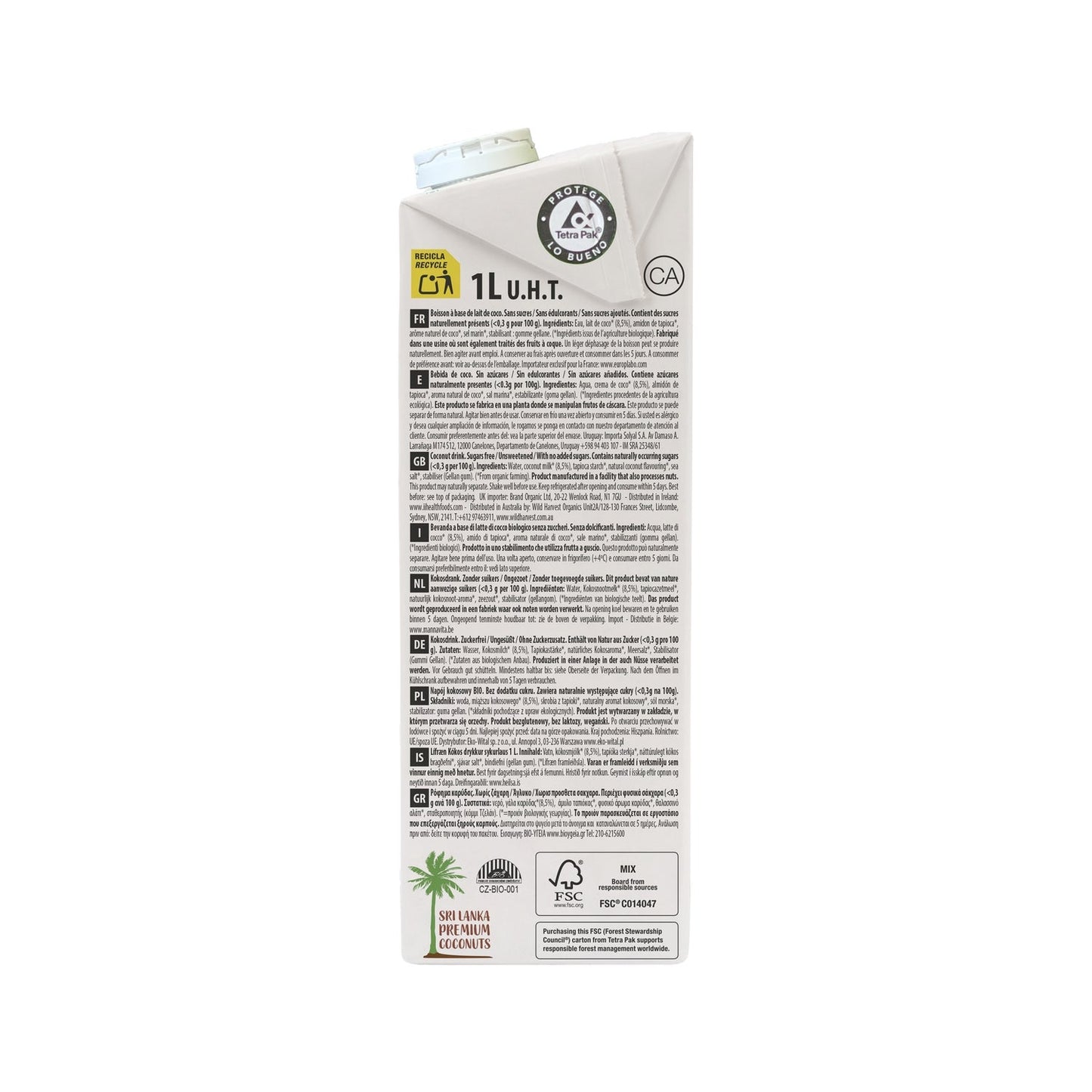 Ecomil Pack Bebida de Coco Nature Bio 6x1L