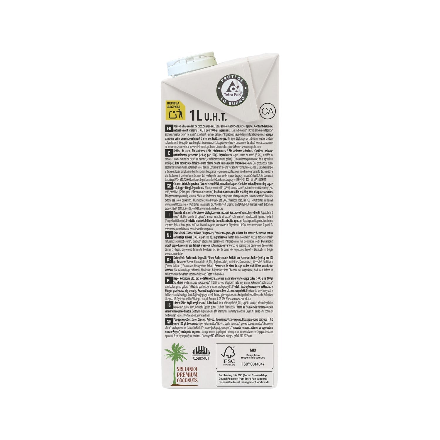 Ecomil Pack Bebida de Coco Nature Bio 6x1L