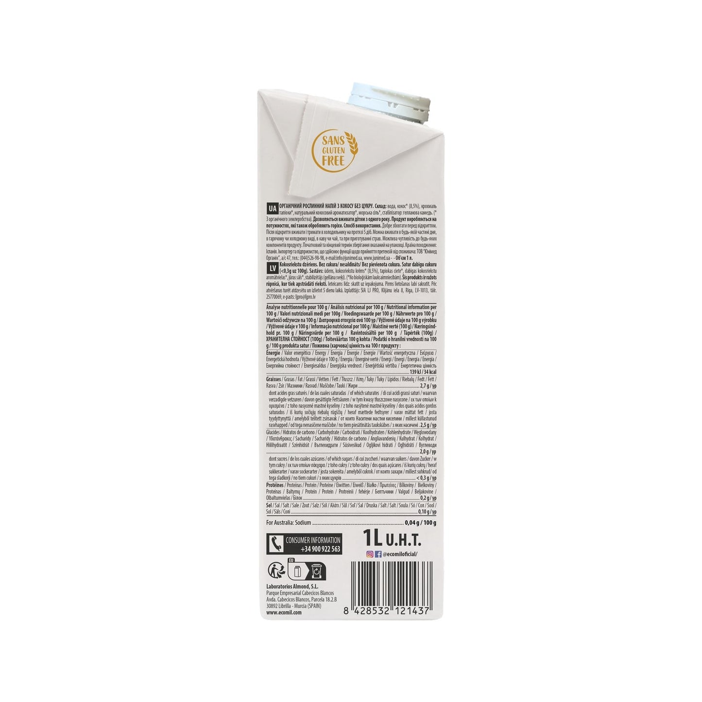 Ecomil Pack Bebida de Coco Nature Bio 6x1L