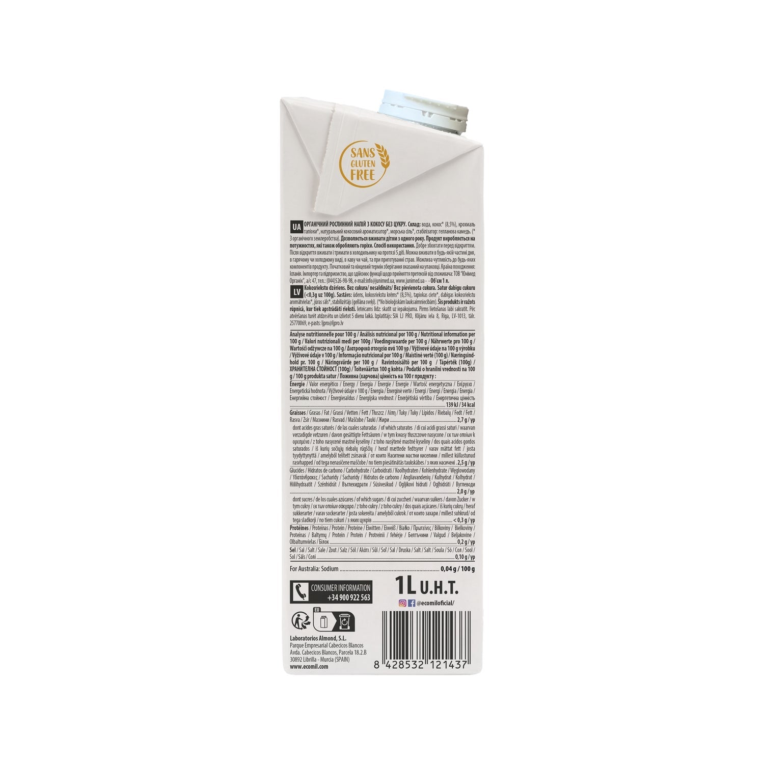 Ecomil Pack Bebida de Coco Nature Bio 6x1L