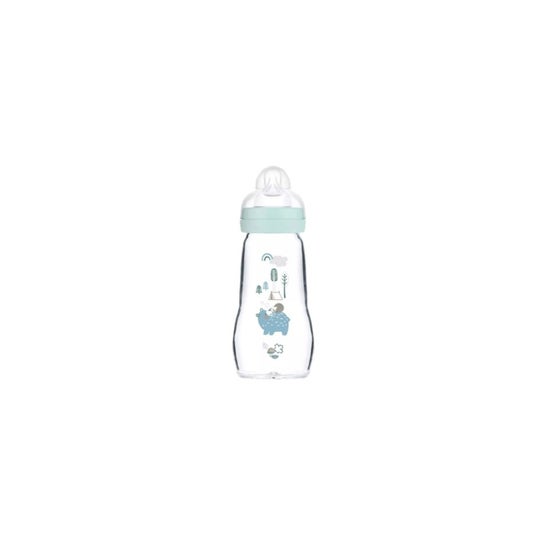 MAM Feel Good Biberon Cristal Azul +2 Meses 260 ml