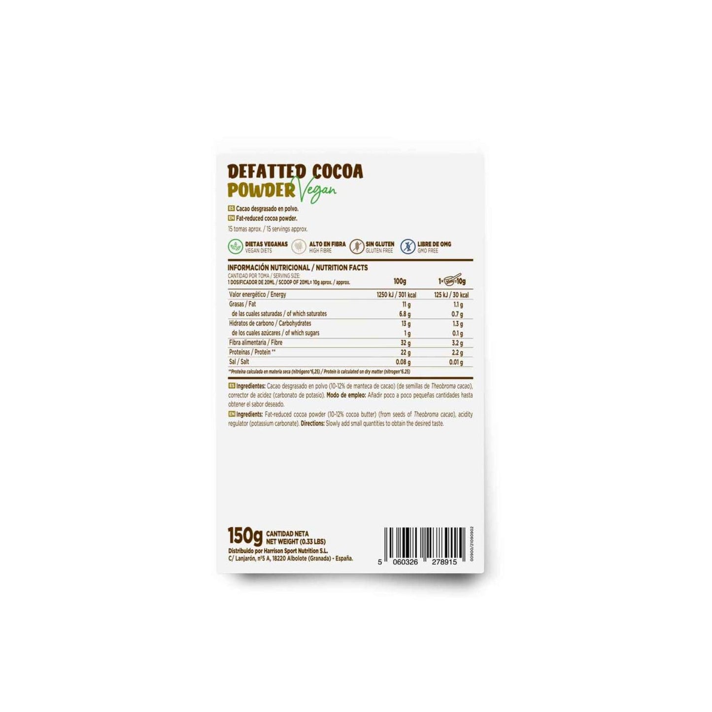 HSN Cacao Desgrasado en Polvo 150g