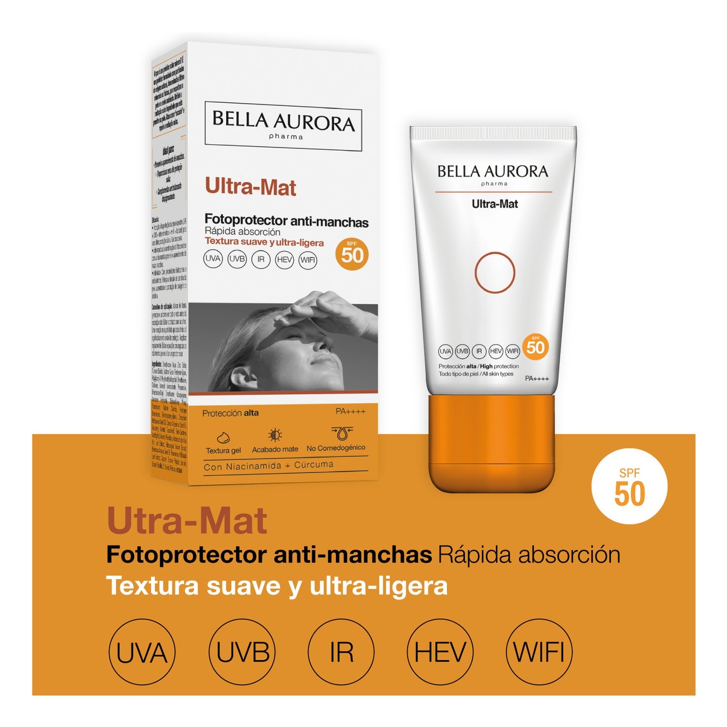 Bella Aurora Ultra-Mat Protector Solar Facial Anti-Manchas SPF50 Piel Grasa 50ml