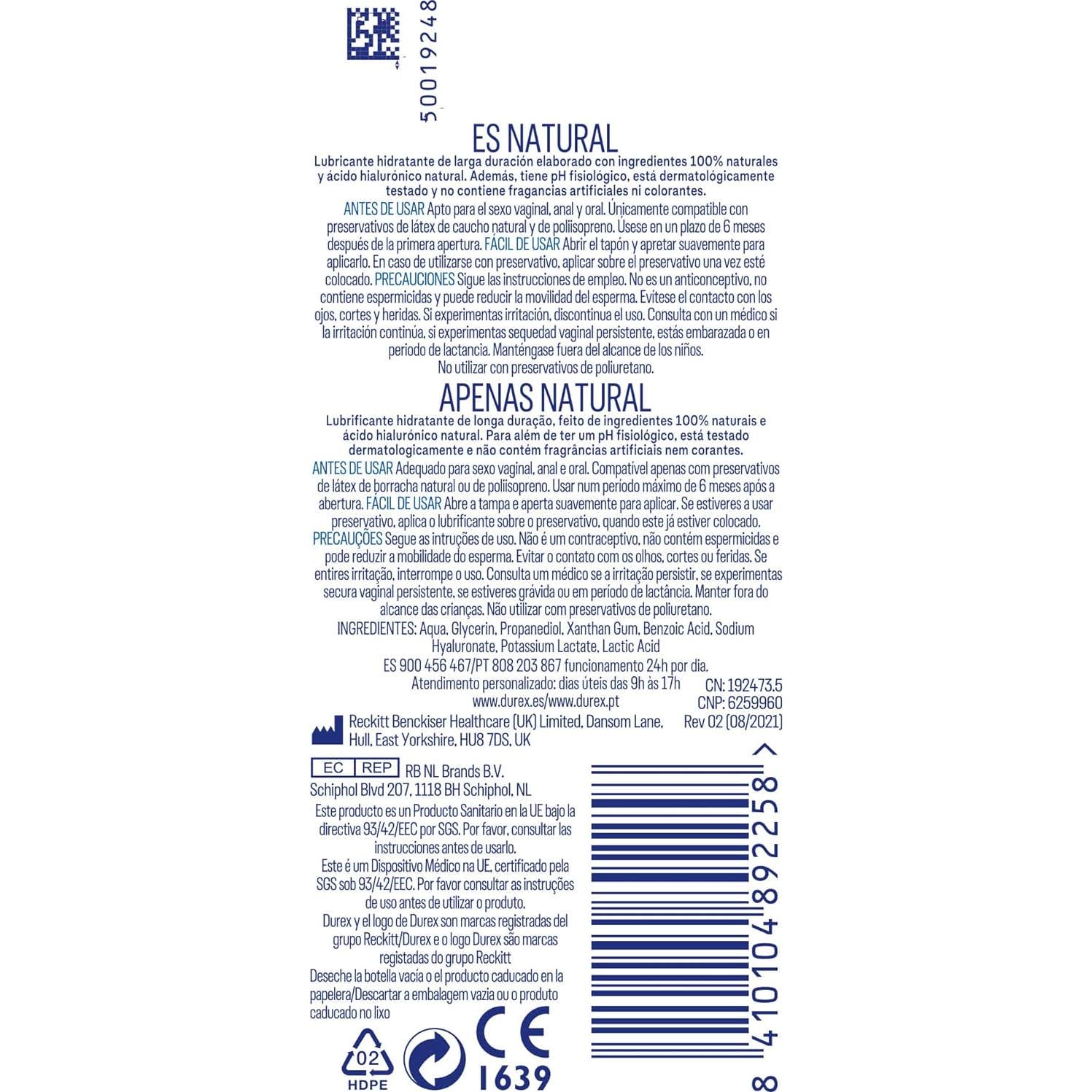 Durex Naturals Hidratante Lubricante 100ml