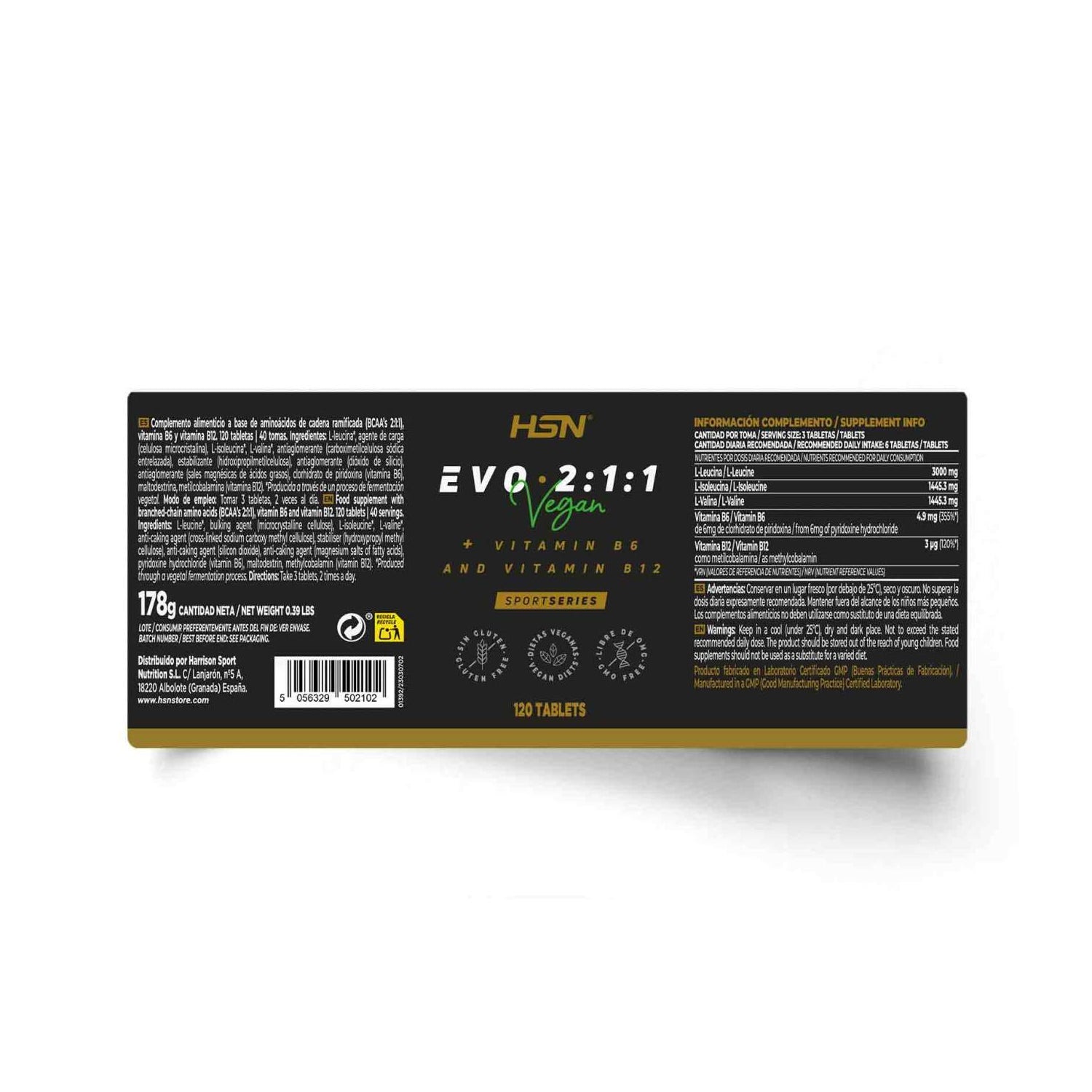 HSN Evo 2:1:1 BCAA's 2:1:1 + Vitaminas B6 y B12 120comp