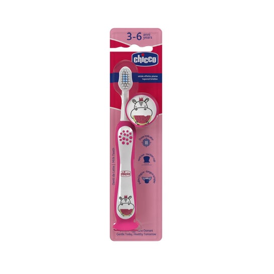 Chicco Escova de Dentes Hipopótamo Rosa Criança 3-6 a 1 Unidade