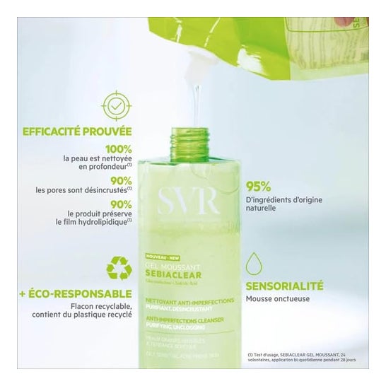 SVR Sebiaclear Gel Moussant Dosificador 400ml + Recarga 400ml