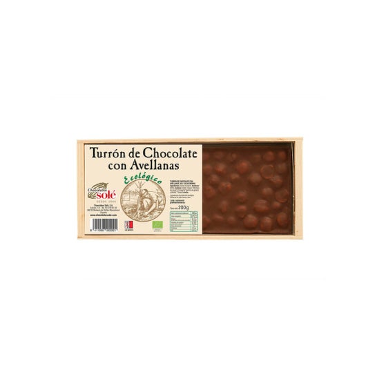 Chocolates Sole Turrón de Chocolate con Avellanas Bio 200 g