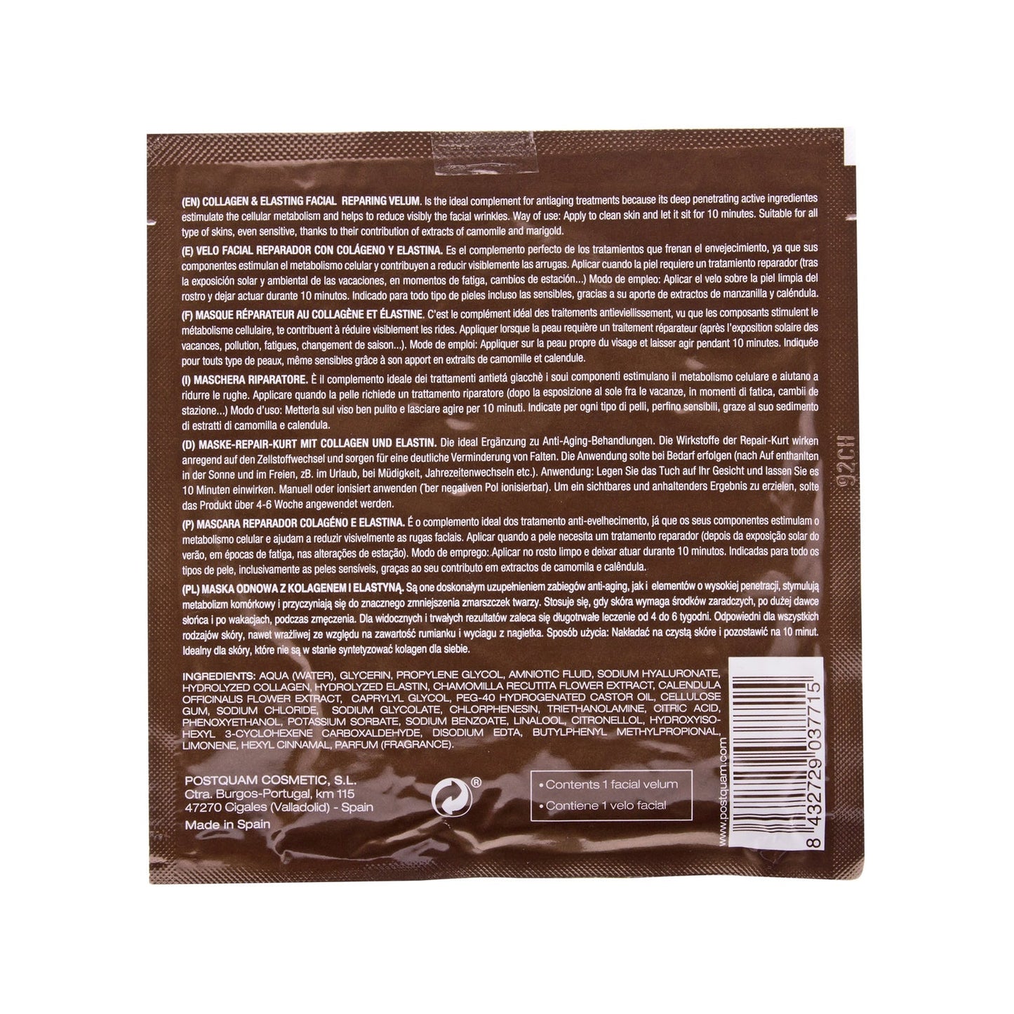 Postquam velo colágeno y elastina reparador facial 25ml
