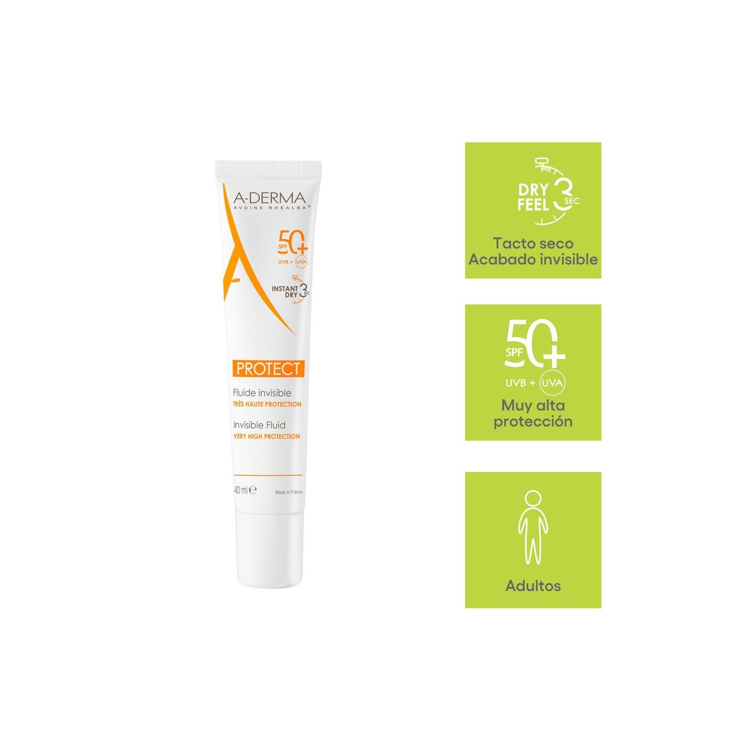 A-Derma Protect Fluido Solar Invisible SPF50+ 40ml