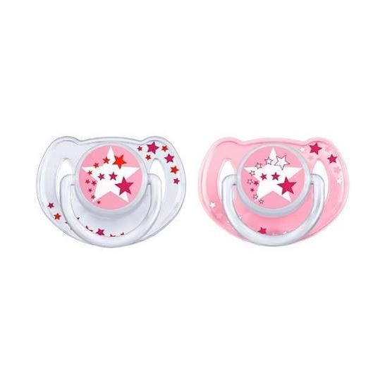 Avent Pack Chupetes Noche Silicona Rosa 6-18m 2uds