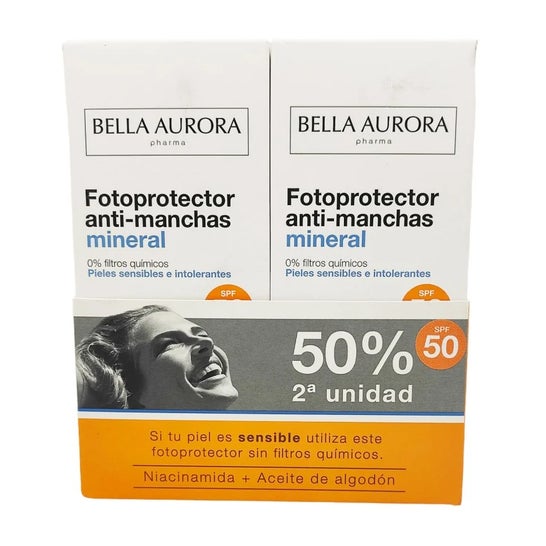 Bella Aurora Mineral 0% Protector Solar Facial Anti-Manchas Spf50 2 X50 ml