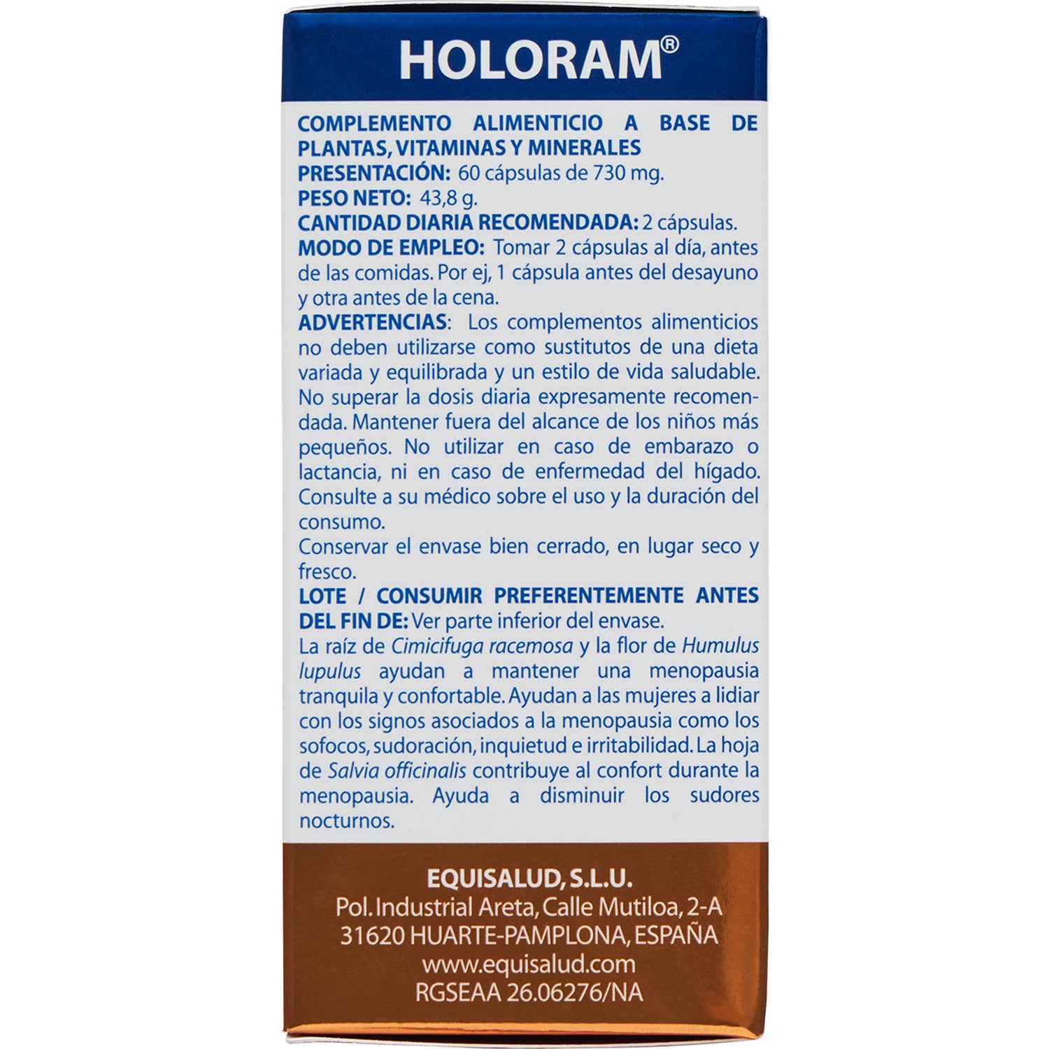 Equisalud Holoram Menopausia 60 caps