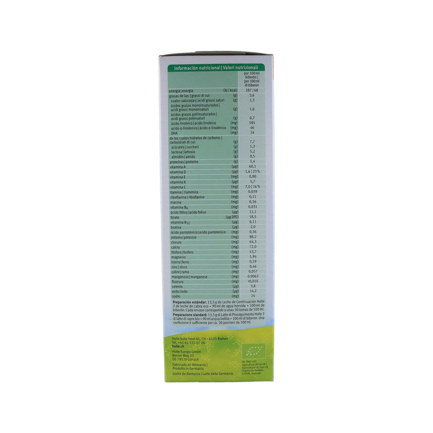 Holle Leche Infantil Cabra 2 Eco 6M 400g