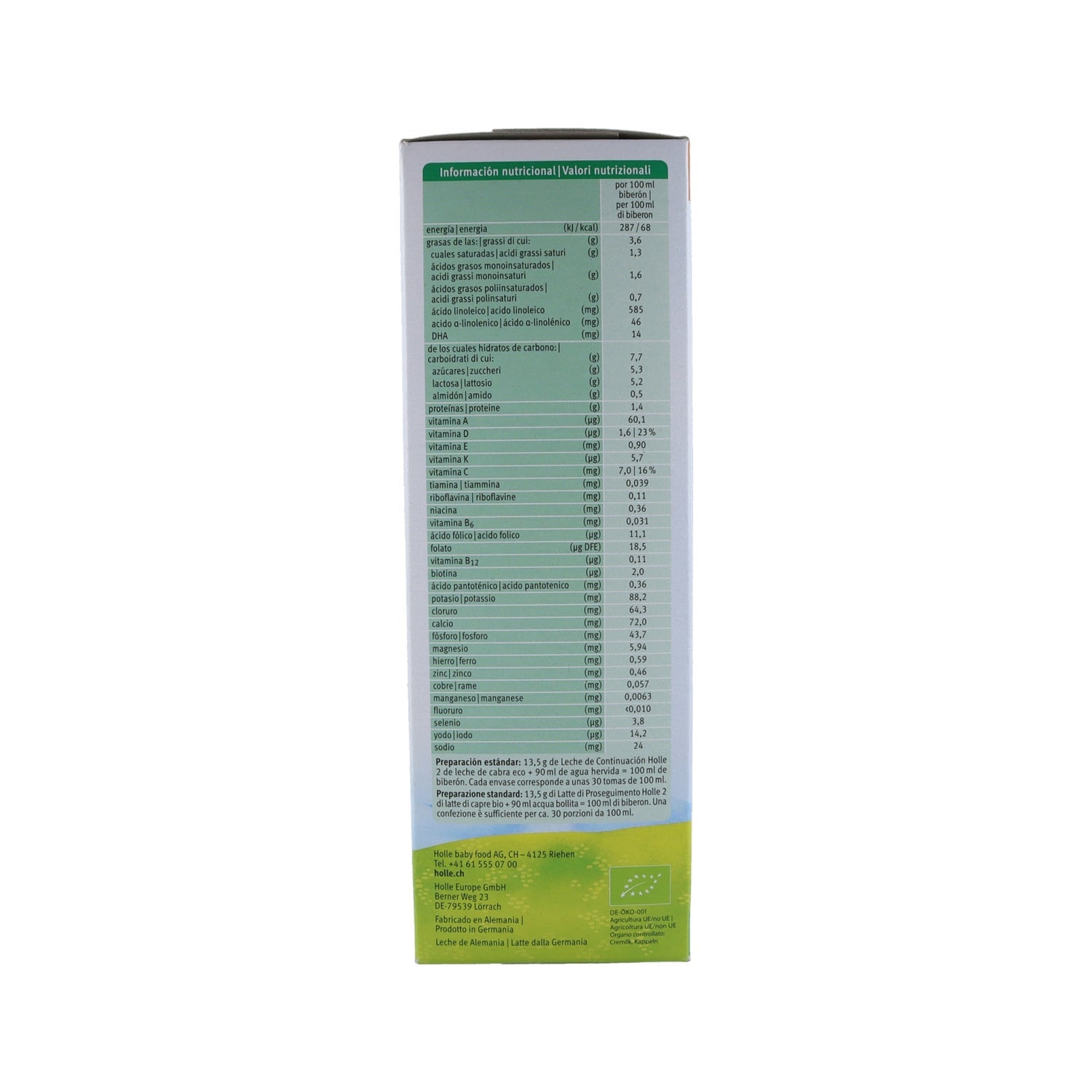 Holle Leche Infantil Cabra 2 Eco 6M 400g