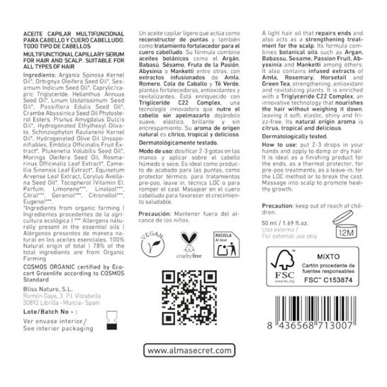 Alma Secret Botanical Rescue Sérum Capilar 50 ml