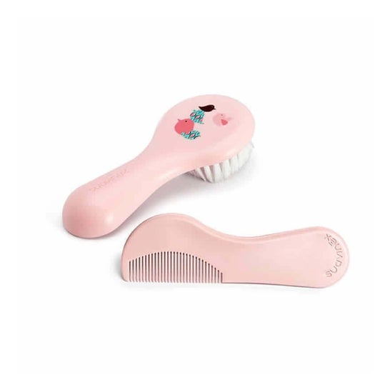 Suavinex Pack Cepillo + Peine Infantil Hygge Rosa