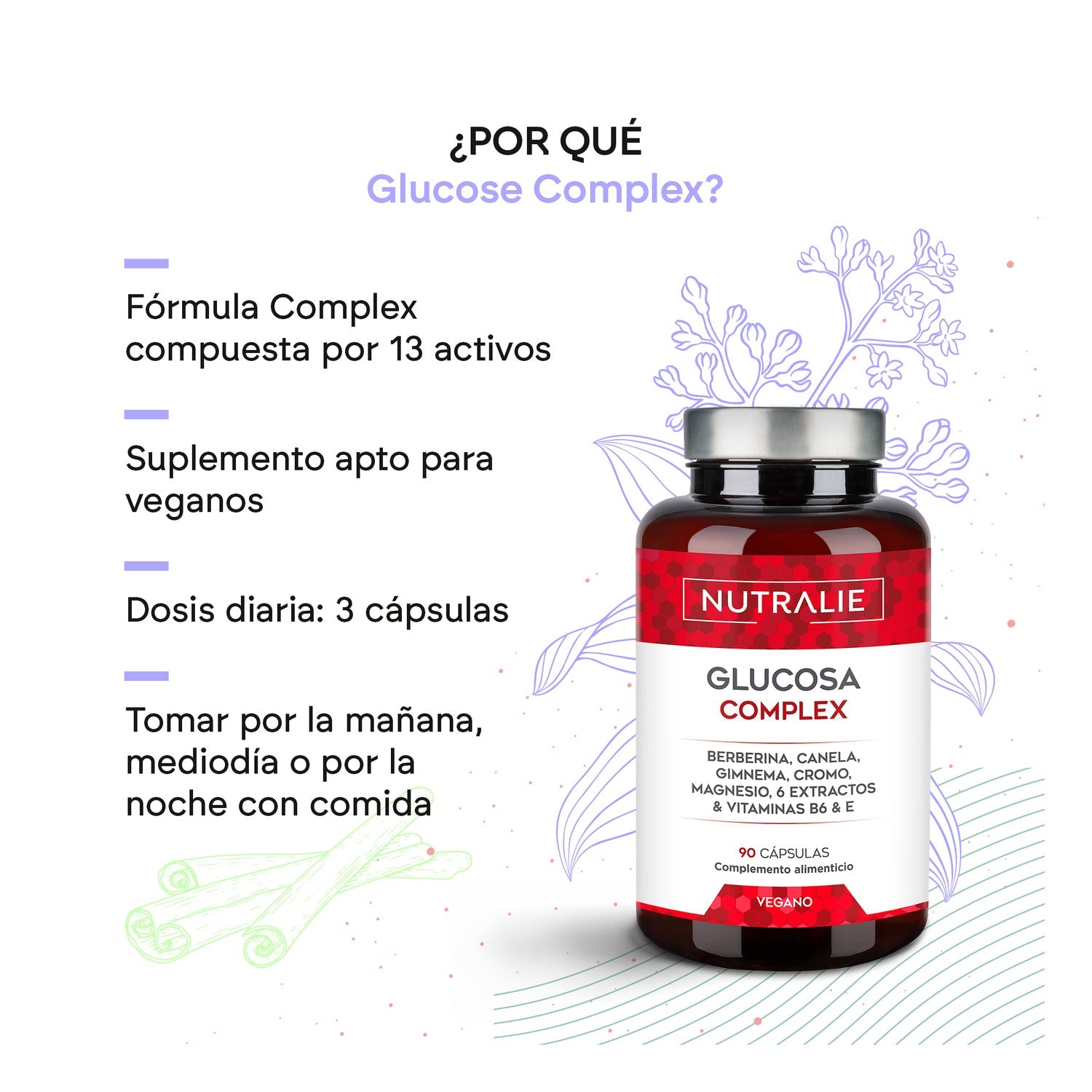 Nutralie Glucosa Complex Berberina + Cromo + Canela 90caps