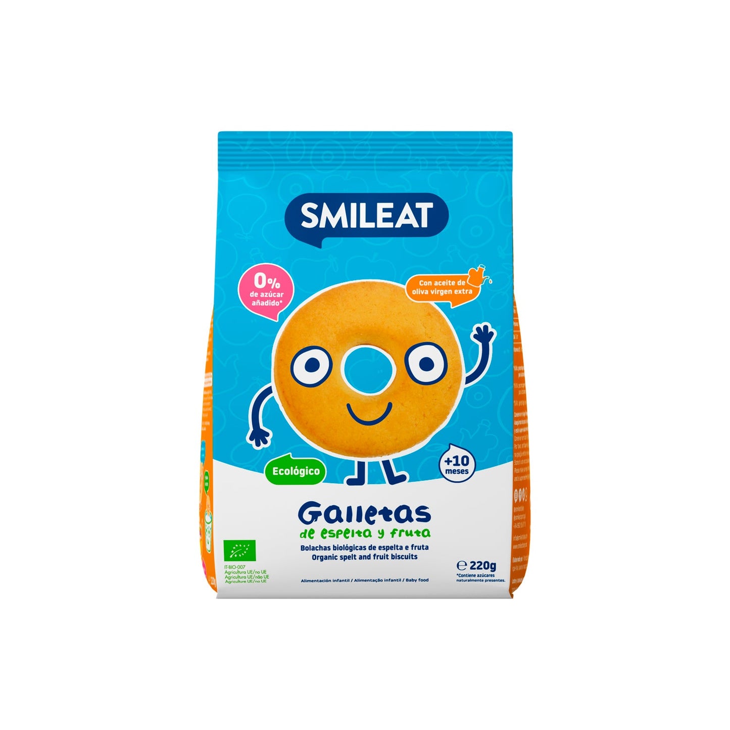 Smileat Galletas Ecológicas de Espelta y Fruta 220g