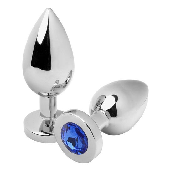 Metal Hard Anal Plug Diamond Blue Small 5.71cm 1ud