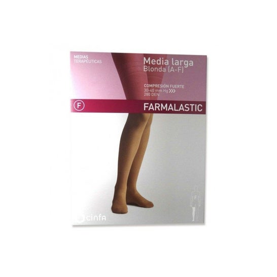 Farmalastic Media Larga Compresión Normal Blonda Beige T-Reina 1 Par
