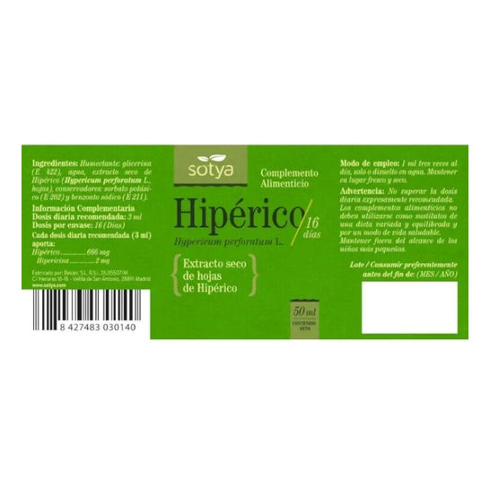 Hiperico Extracto Glicerinado Sotya 60 ml