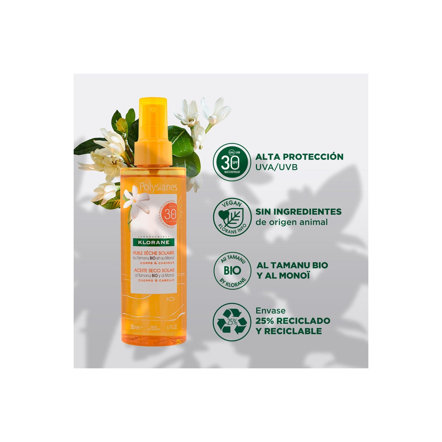 Klorane Aceite Seco Solar SPF30 200ml