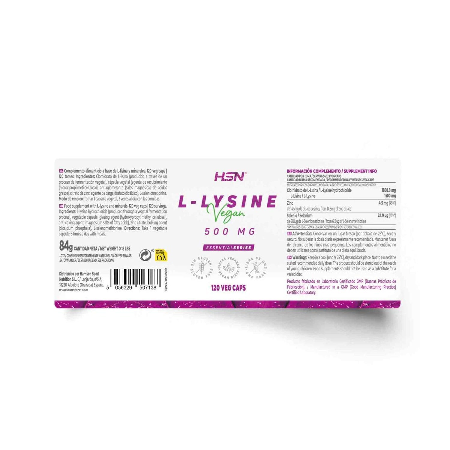 HSN L-Lisina 500mg 120vcaps