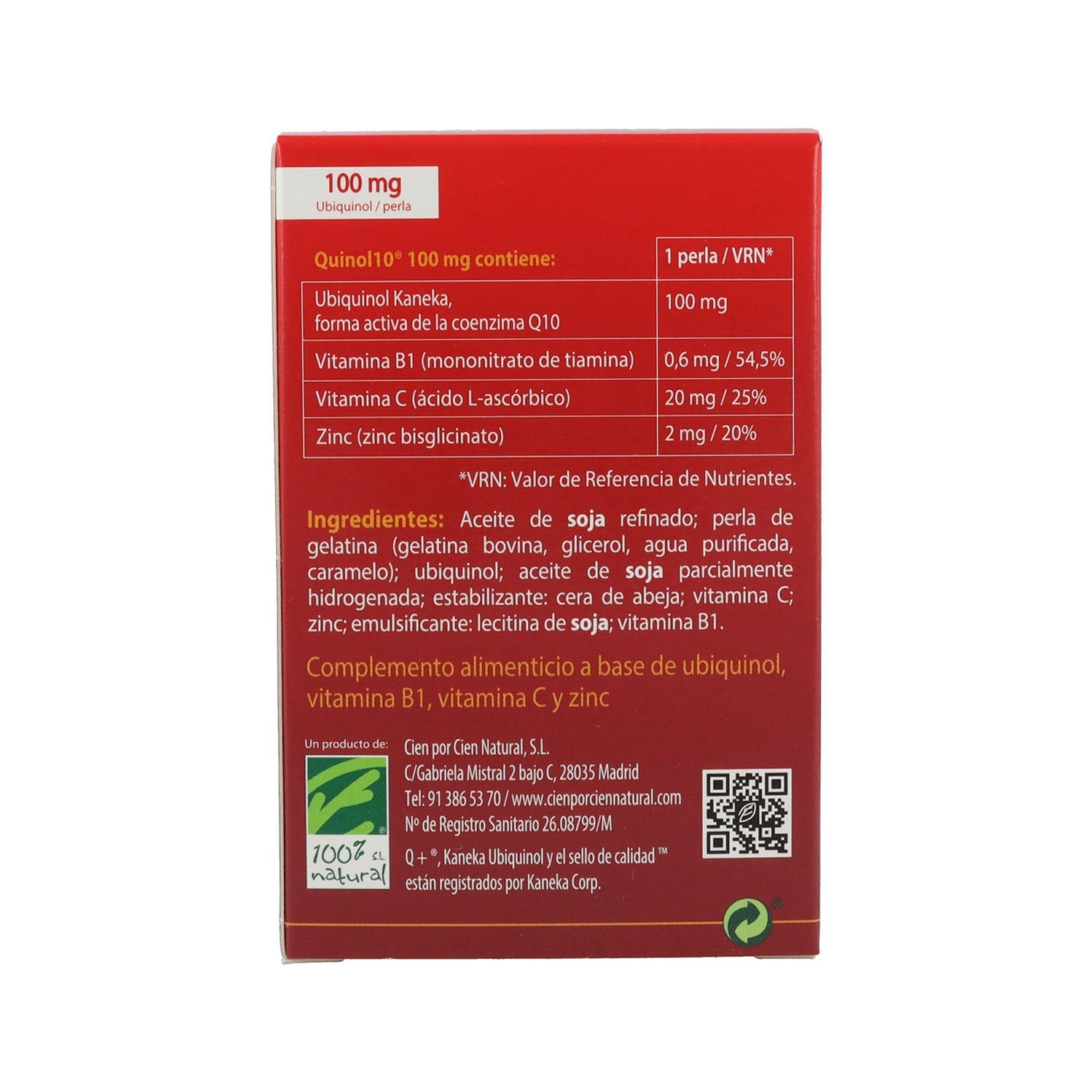100% Natural Quinol10 60 Perlas De 100mg