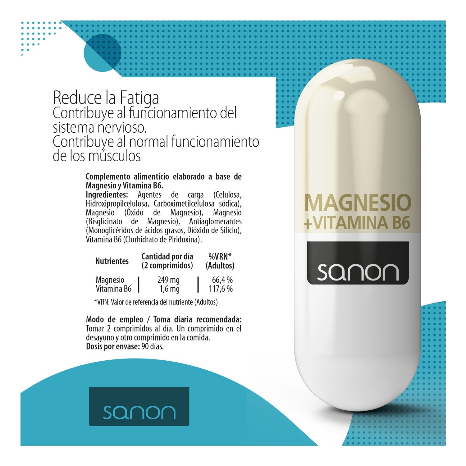 Sanon Magnesio + Vitamina B6 180comp
