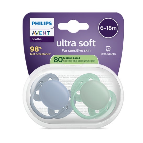 Philips Avent Ultra Soft Chupete Eco 6-18M Green Blue 2uds