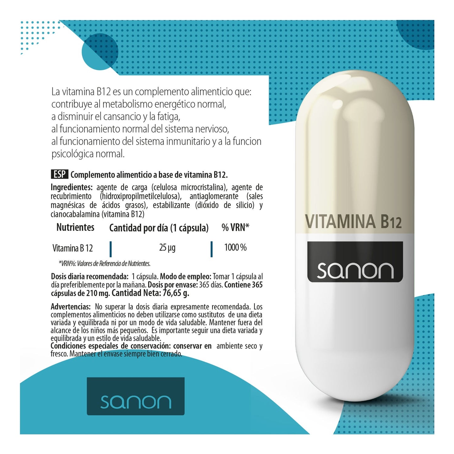 Sanon Vitamina B12 365caps