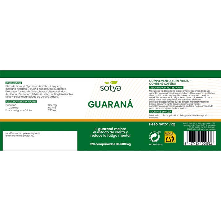 Sotya Guaraná 600mg 120comp