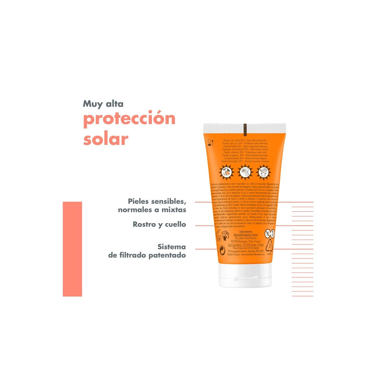 Avène Solar Fluido Color Unificante SPF50+ 50ml