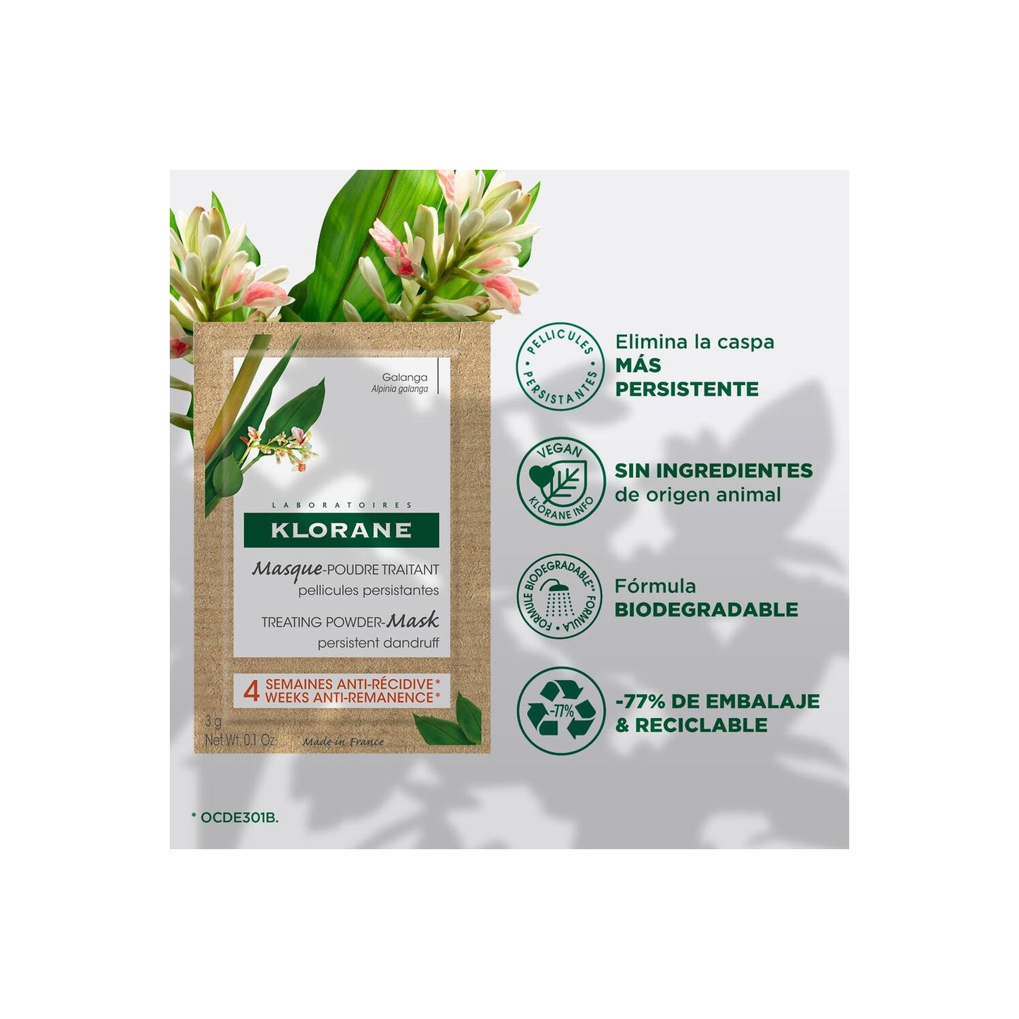 Klorane Mascarilla en Polvo Tratante a la Galanga 8 sobres x 3g