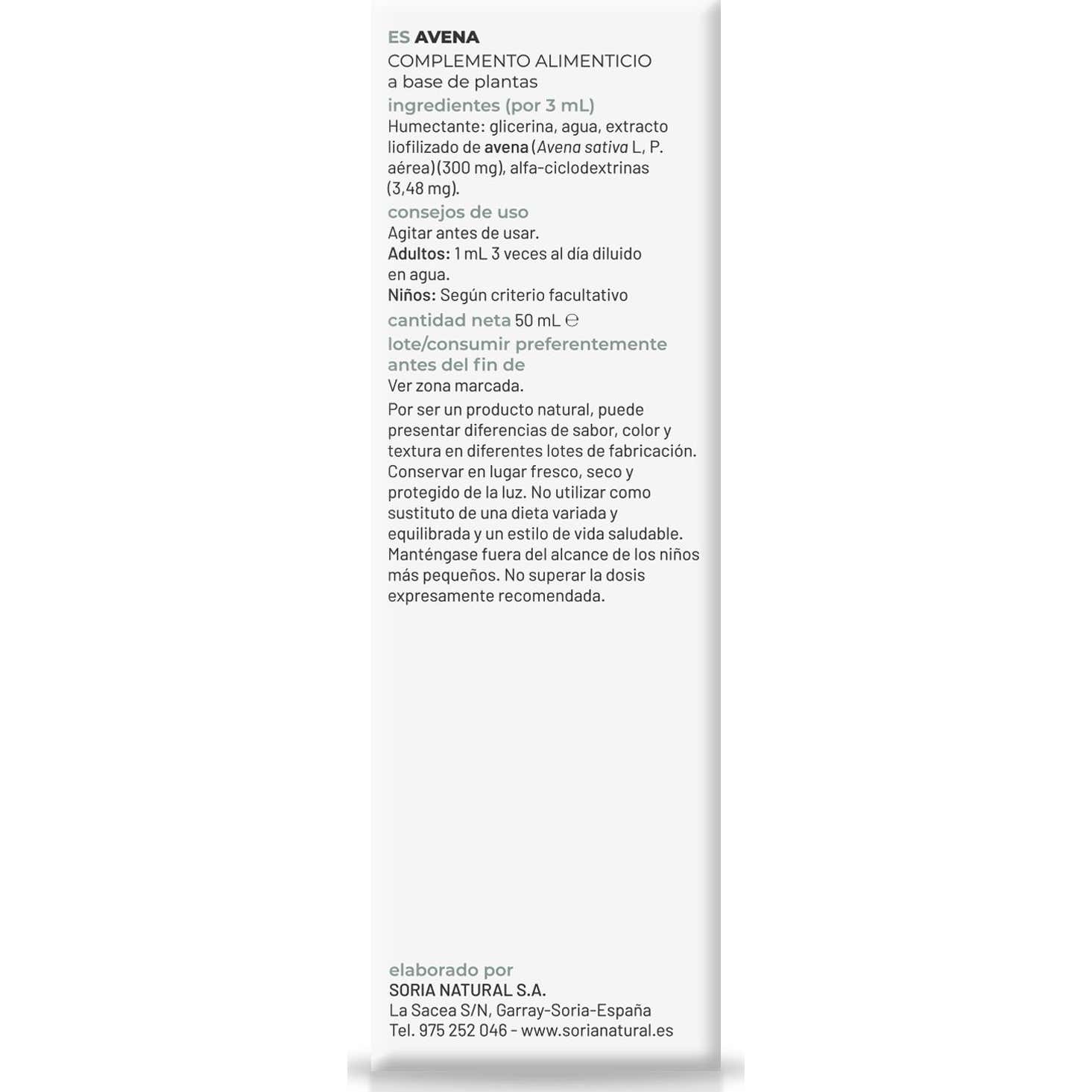 Soria Natural Avena Extracto 50ml