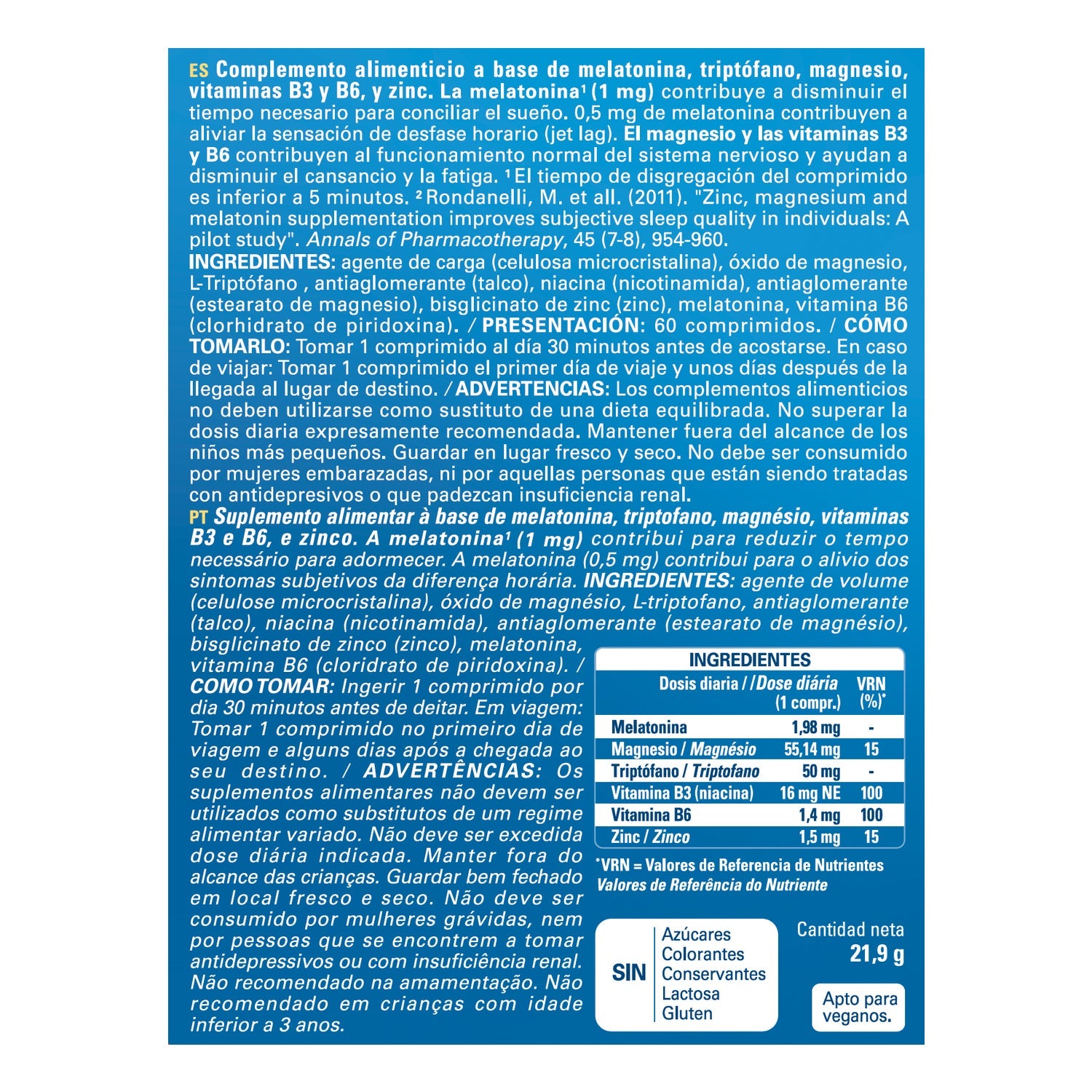 Epaplus Sleepcare Sueño Direct Melatonina con Triptófano 60 comprimidos