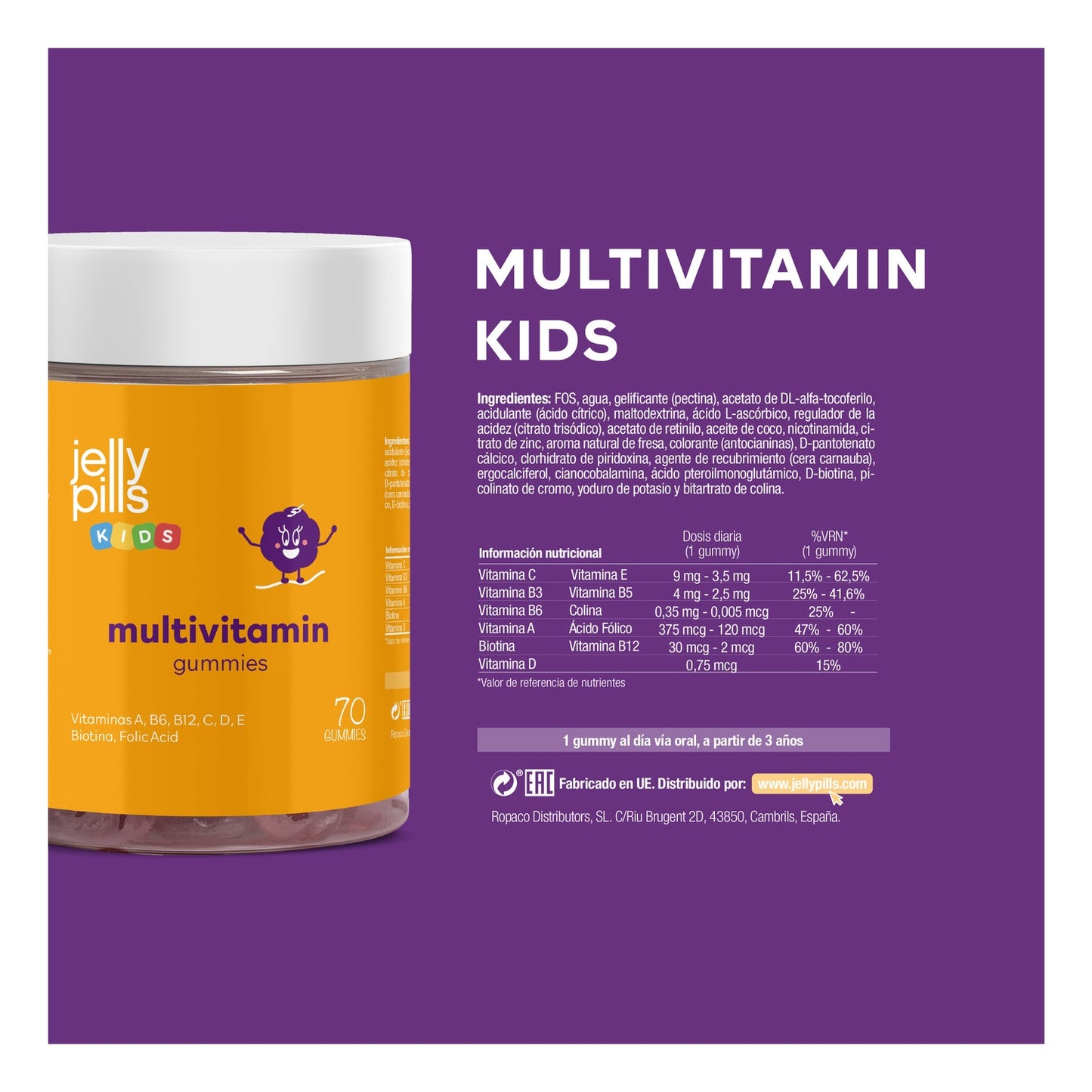 Jelly Pills® Kids Multivitamin Gummies 70uds