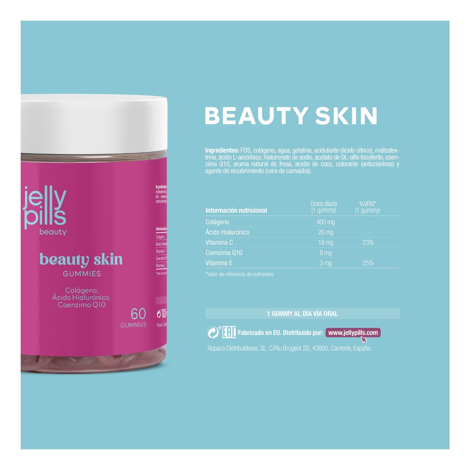 Jelly Pills® Beauty Skin Colagen Gummies 60uds