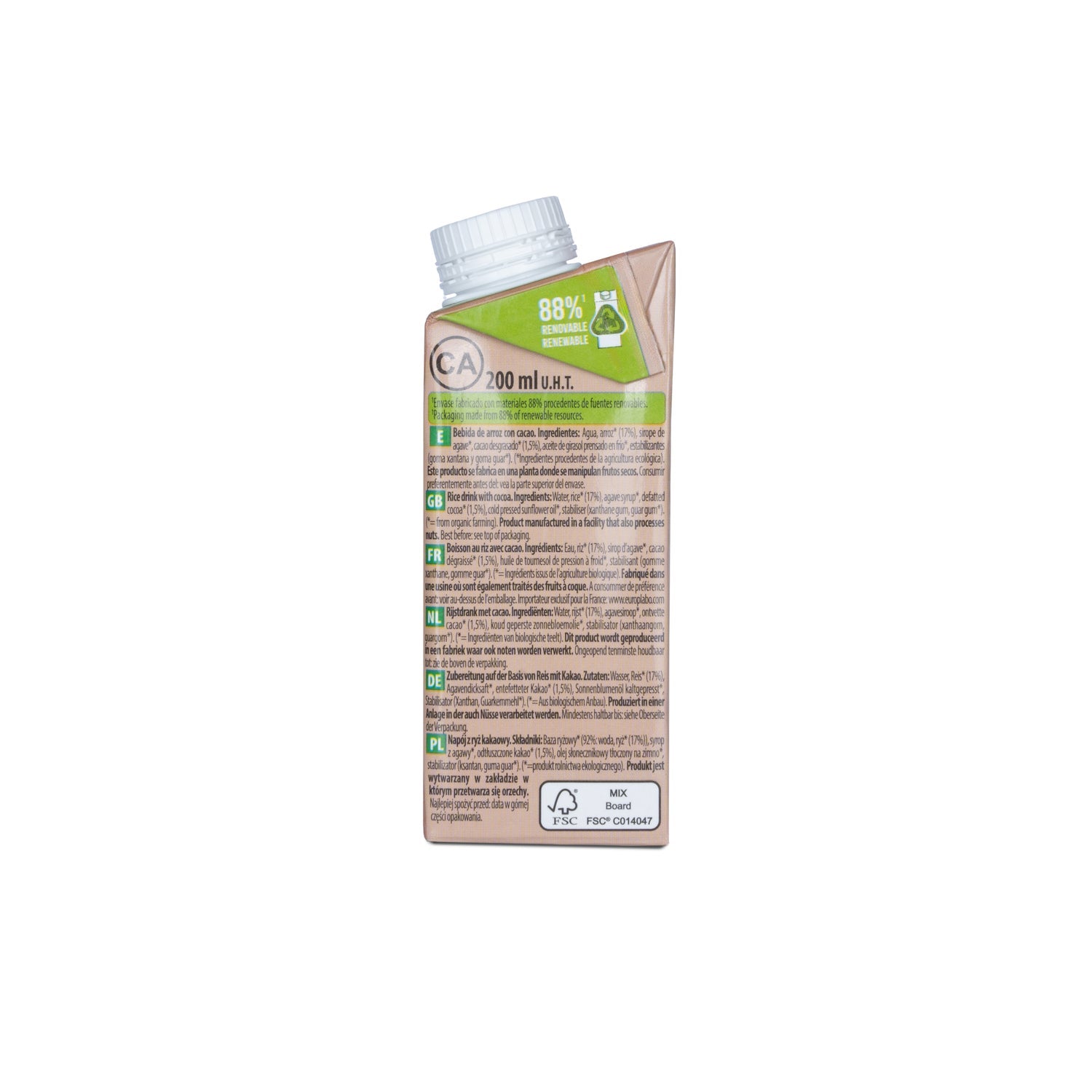Naturgreen Bebida Ecológica de Arroz y Cacao 200 ml