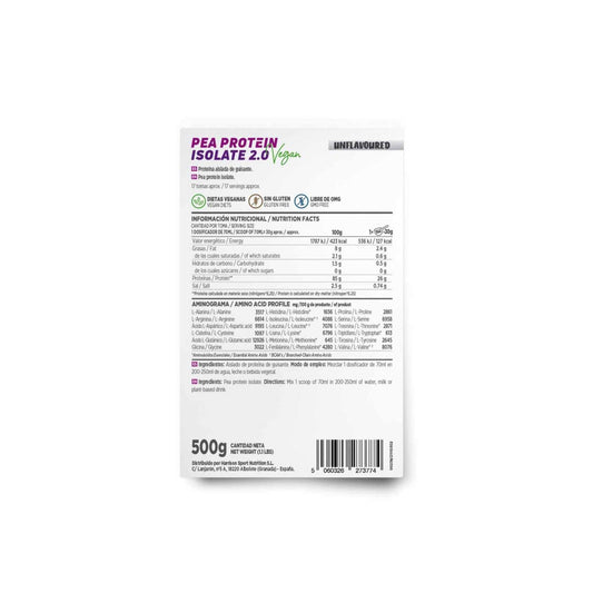 HSN Proteína de Guisante Aislada 2.0 Sin Sabor 500g