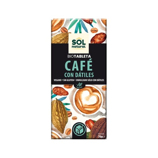 Solnatural Vegan Chocolate With Coffee and Bio Dates 70 g
