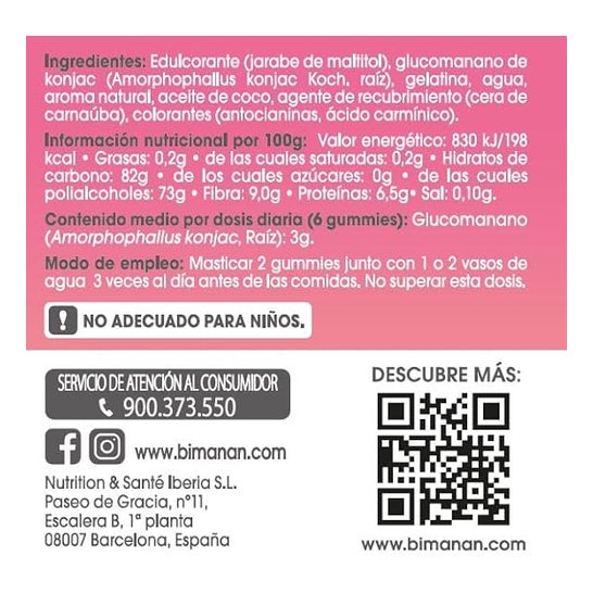 biManán Gummies Glucomanano Fresa 40uds
