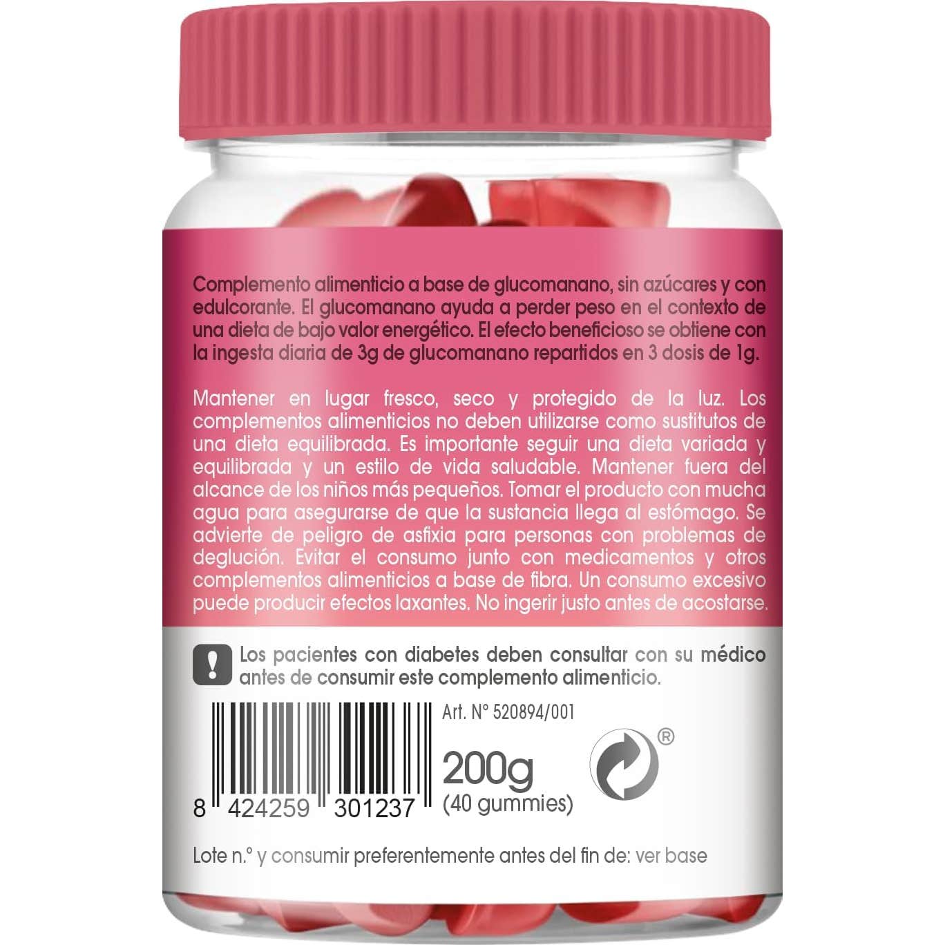 biManán Gummies Glucomanano Fresa 40uds