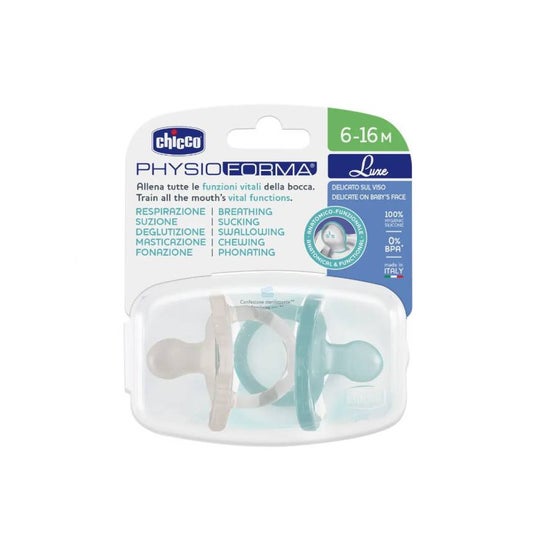 Chicco Physioforma Luxe Silicona Chupete 6-16 M Azul gris 2 uds