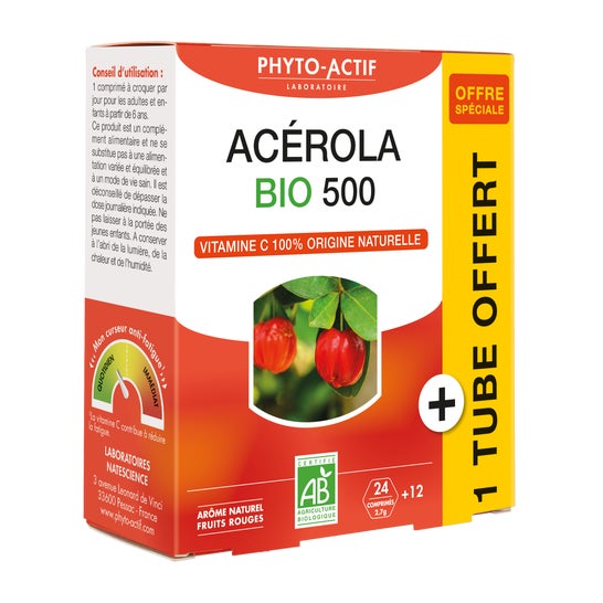 Phyto Actif Acerola Bio 500 24 comp + Tubo 12 comp