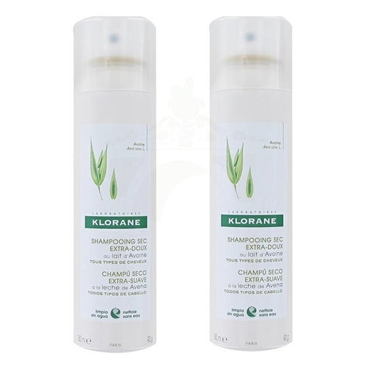 Klorane Champú Seco a la Leche de Avena 2x150 ml